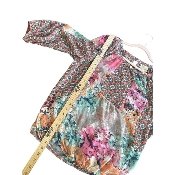 Women’s Anthropologie Fig & Flower Floral Patchwork Pastel Spring Blouse Size‎ M - Picture 8 of 10